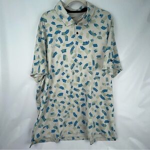 Nike Men's Blue and Green Patterned Polo Shirt size XXL